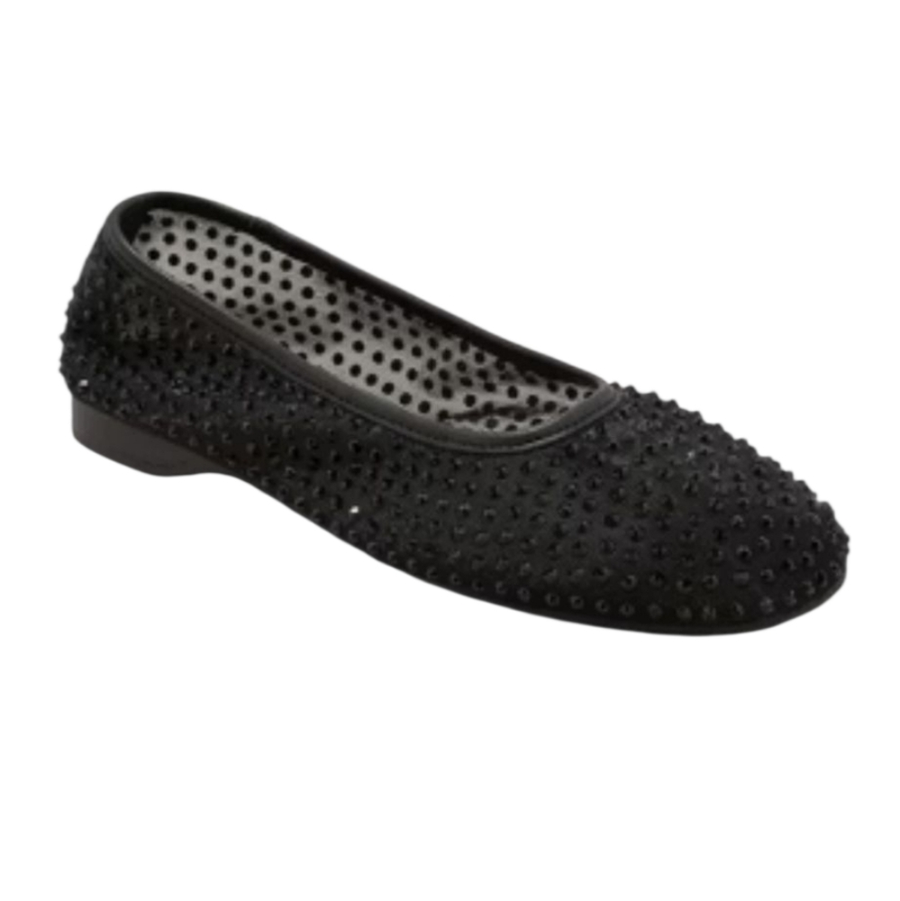 A New Day Mel Sheer Mesh Black Rhinestone Ballet Flats NEW